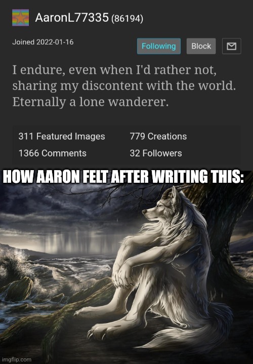 HOW AARON FELT AFTER WRITING THIS: | image tagged in slander | made w/ Imgflip meme maker