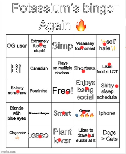 Potassium Bingo V4 | image tagged in potassium bingo v4 | made w/ Imgflip meme maker