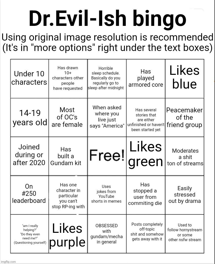 Evilish bingo Blank Meme Template