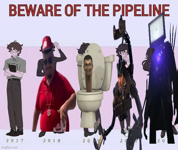 Your daily dose of brain rot | image tagged in beware of the pipeline | made w/ Imgflip meme maker