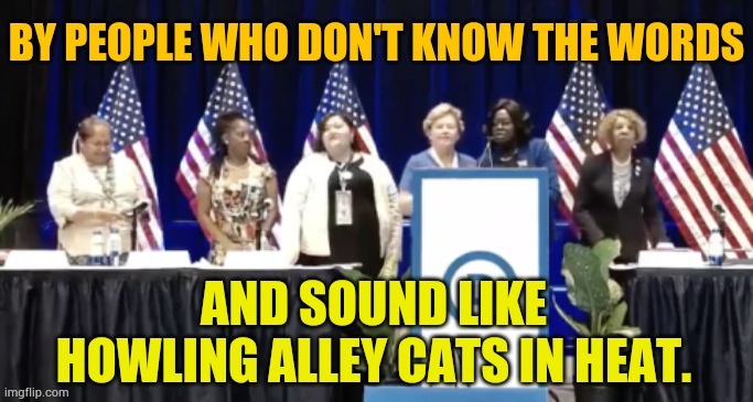 And Now We Have The Woman's Caucus Singing The National.anthanm | image tagged in memes,woman,caucus,can't even,sing,national anthem | made w/ Imgflip meme maker