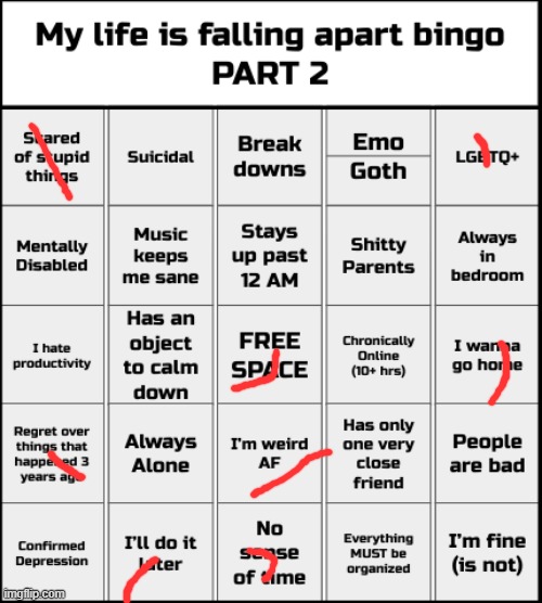 My life is falling apart bingo Part 2 | image tagged in my life is falling apart bingo part 2 | made w/ Imgflip meme maker