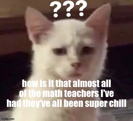 ? | how is it that almost all of the math teachers I've had they've all been super chill | made w/ Imgflip meme maker