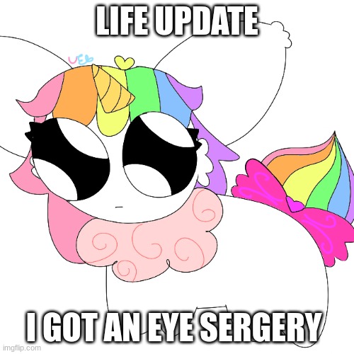 oh btw this is my new temp for the school year <3 | LIFE UPDATE; I GOT AN EYE SERGERY | image tagged in oc | made w/ Imgflip meme maker