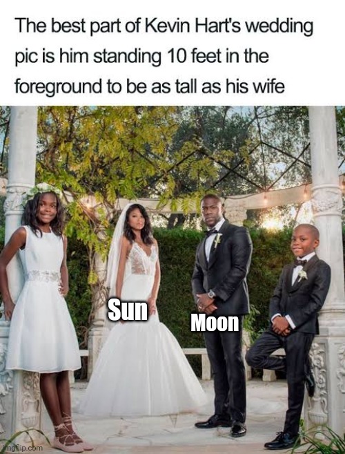 People who say the Sun and Moon are same size. | Sun; Moon | image tagged in kevin hart,repost,astronomy | made w/ Imgflip meme maker