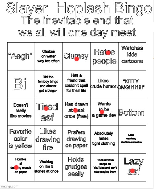 Slayer’s bingo! | image tagged in slayer s bingo | made w/ Imgflip meme maker