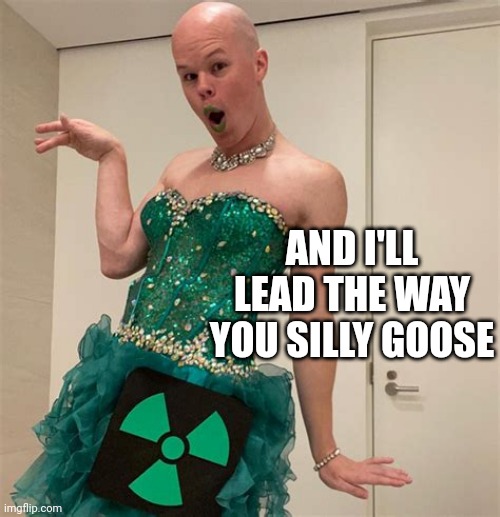 Sam Brinton | AND I'LL LEAD THE WAY YOU SILLY GOOSE | image tagged in sam brinton | made w/ Imgflip meme maker