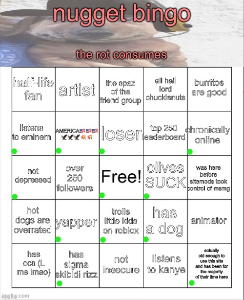 nugget bingo lol | image tagged in nugget bingo lol | made w/ Imgflip meme maker