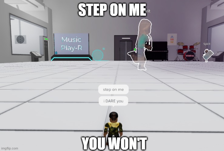 suicidal ant man | STEP ON ME; YOU WON'T | image tagged in antblox | made w/ Imgflip meme maker