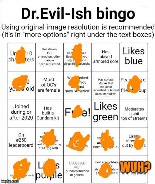 Evilish Bingo | WUH? | made w/ Imgflip meme maker