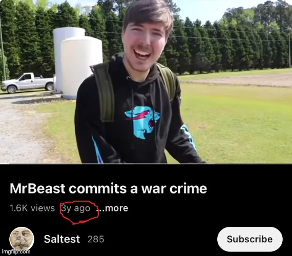 Bro had a vision | image tagged in mrbeast,war criminal,stop reading the tags | made w/ Imgflip meme maker