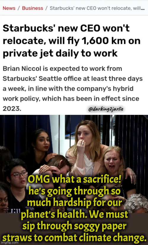 Brian, a true social justice warrior #riskpekt | @darking2jarlie; OMG what a sacrifice! he's going through so much hardship for our planet's health. We must sip through soggy paper straws to combat climate change. | image tagged in climate change,satire,liberal logic,starbucks,liberal hypocrisy,america | made w/ Imgflip meme maker