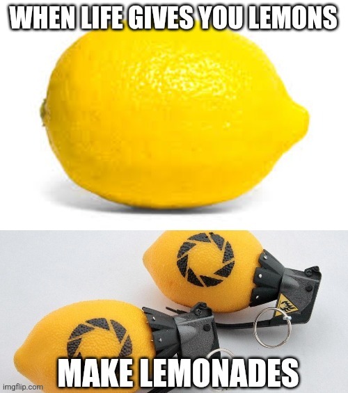 I'm pretty sure someone already made this, but that isn't stopping me from making my own. | image tagged in funny,memes,puns,when life gives you lemons,grenade | made w/ Imgflip meme maker