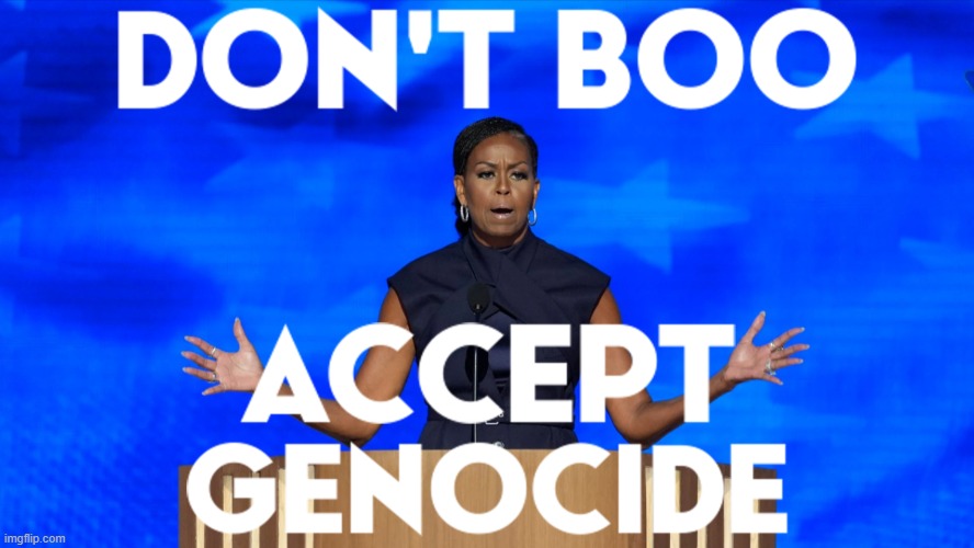 BLUE ALIENS | image tagged in dnc,michelle obama,obama,gaza,genocide,aipac | made w/ Imgflip meme maker