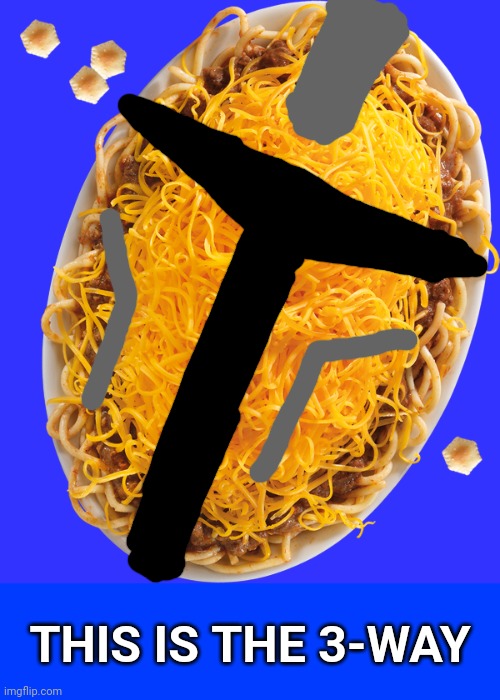 May the Cincinnati chili be with you | THIS IS THE 3-WAY | image tagged in the mandalorian,cincinnati,chili,this is the way,ohio,mandalorian | made w/ Imgflip meme maker