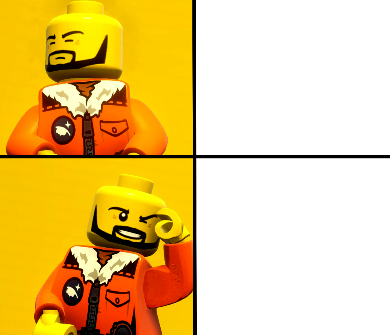 Orange jacket guy lego Blank Meme Template