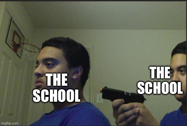 Trust Nobody, Not Even Yourself | THE SCHOOL THE SCHOOL | image tagged in trust nobody not even yourself | made w/ Imgflip meme maker