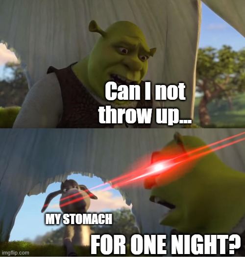 It's pretty complicated ngl | Can I not throw up... MY STOMACH; FOR ONE NIGHT? | image tagged in shrek for five minutes | made w/ Imgflip meme maker