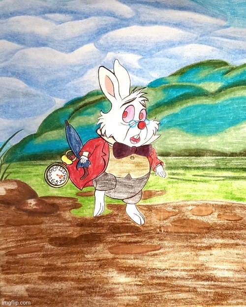 White Rabbit drawing (Alice in Wonderland) | image tagged in drawing,art,disney,rabbit,bunny,vintage | made w/ Imgflip meme maker