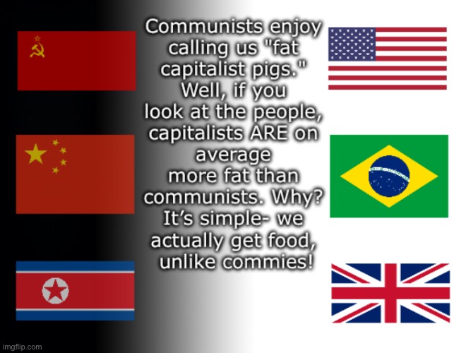 Starving commies | image tagged in commies,capitalists,leftists,food | made w/ Imgflip meme maker