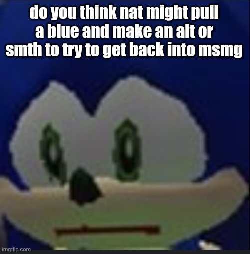 :( | do you think nat might pull a blue and make an alt or smth to try to get back into msmg | made w/ Imgflip meme maker