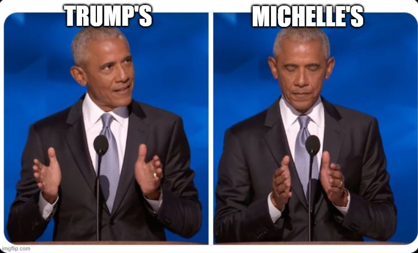 Obama size comparison | TRUMP'S; MICHELLE'S | image tagged in obama size comparison | made w/ Imgflip meme maker