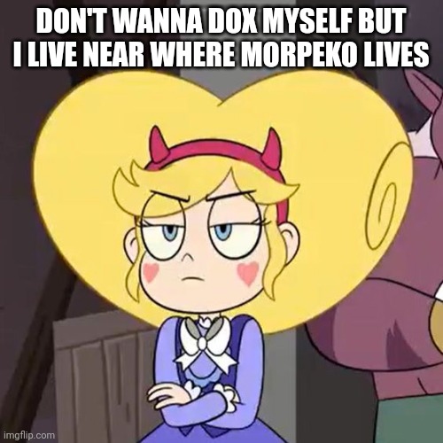 Star butterfly | DON'T WANNA DOX MYSELF BUT I LIVE NEAR WHERE MORPEKO LIVES | image tagged in star butterfly | made w/ Imgflip meme maker