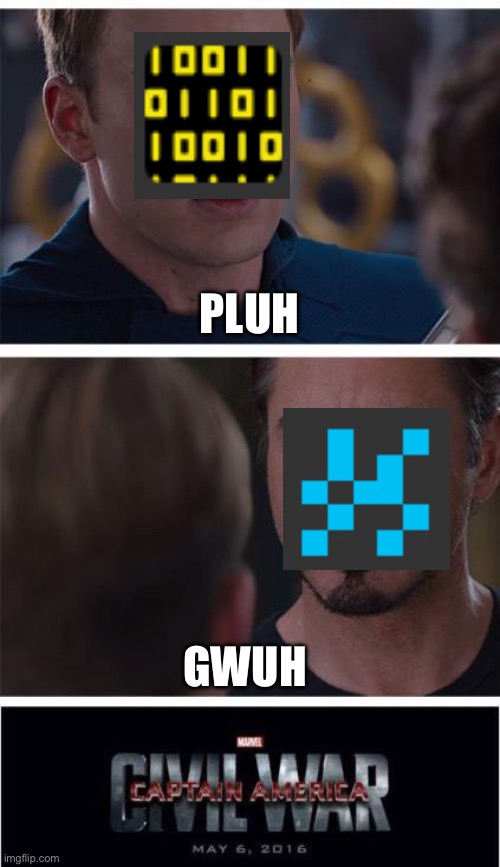 Marvel Civil War 1 | PLUH; GWUH | image tagged in memes,marvel civil war 1 | made w/ Imgflip meme maker