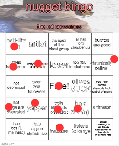 nugget bingo lol | image tagged in nugget bingo lol | made w/ Imgflip meme maker