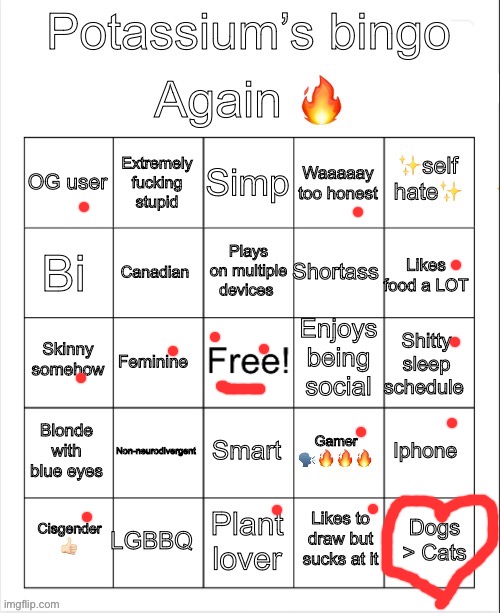 Potassium Bingo V4 | image tagged in potassium bingo v4 | made w/ Imgflip meme maker