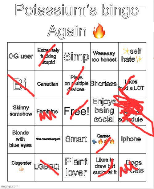 Potassium Bingo V4 | image tagged in potassium bingo v4 | made w/ Imgflip meme maker