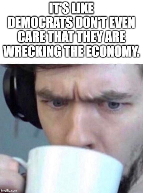 Concerned Sean | IT'S LIKE DEMOCRATS DON'T EVEN CARE THAT THEY ARE WRECKING THE ECONOMY. | image tagged in concerned sean | made w/ Imgflip meme maker