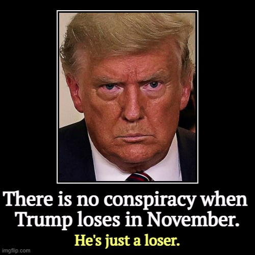 The simplest explanation is the right one. | There is no conspiracy when 
Trump loses in November. | He's just a loser. | image tagged in funny,demotivationals,trump,conspiracy,loser | made w/ Imgflip demotivational maker