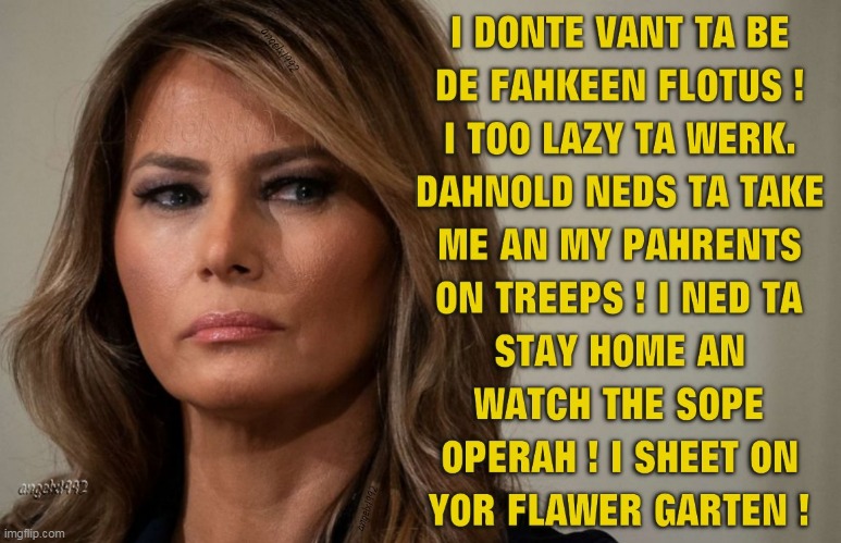 image tagged in melania trump,flowers,garden,clown car republicans,flotus,donald trump is an idiot | made w/ Imgflip meme maker