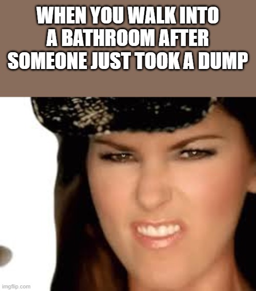 After Someone Just Took A Dump | WHEN YOU WALK INTO A BATHROOM AFTER SOMEONE JUST TOOK A DUMP | image tagged in dump,poop,bathroom,shania twain,funny,memes | made w/ Imgflip meme maker