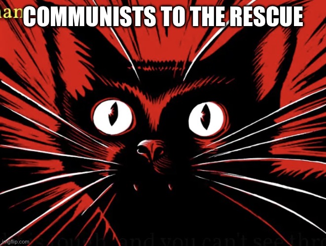 Communists to the rescue | COMMUNISTS TO THE RESCUE | image tagged in sabo tabby,communist,communism,leftist | made w/ Imgflip meme maker