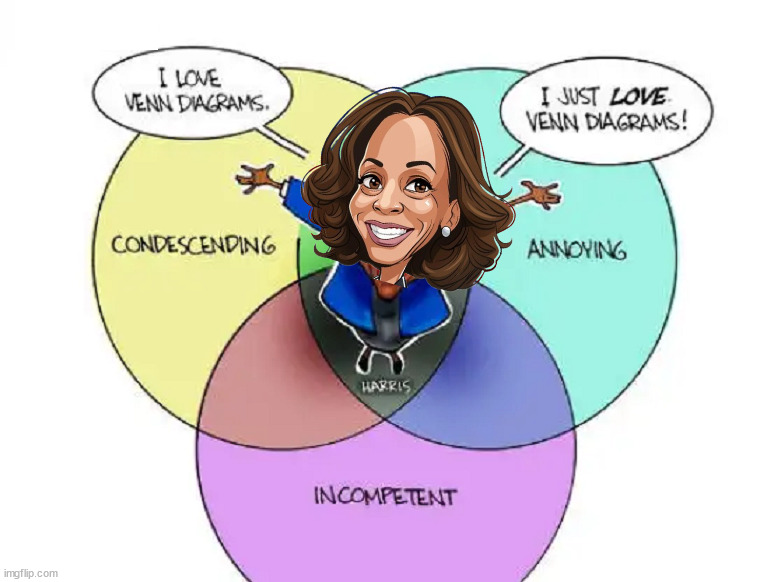 Kamala loves the simple things | image tagged in kamala harris,venn diagram,stupid people | made w/ Imgflip meme maker