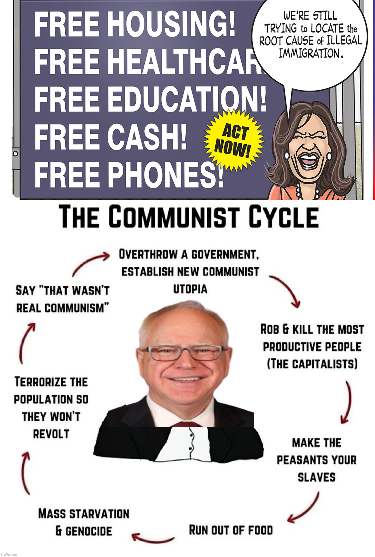 Look at the policies and they are fully Big Governement or Communist | image tagged in political,communist socialist,communism,kamala harris,walz | made w/ Imgflip meme maker