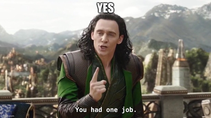 You had one job. Just the one | YES | image tagged in you had one job just the one | made w/ Imgflip meme maker