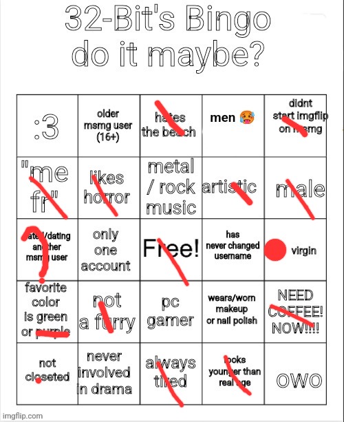 32's Bingo | image tagged in 32's bingo | made w/ Imgflip meme maker