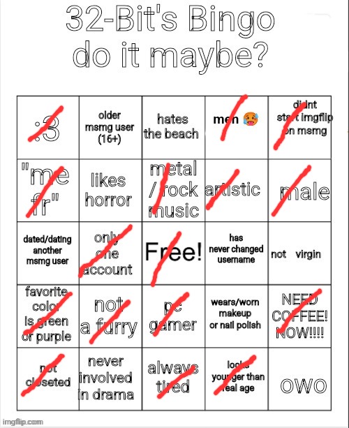 32's Bingo | image tagged in 32's bingo | made w/ Imgflip meme maker