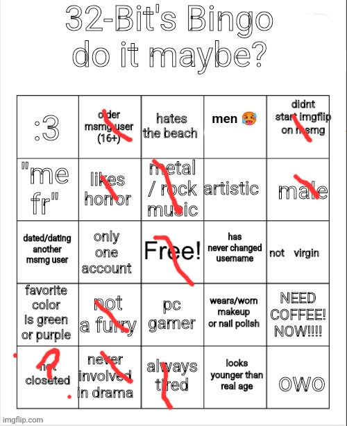 32's Bingo | image tagged in 32's bingo | made w/ Imgflip meme maker