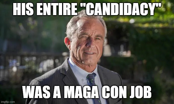 Racist MAGA billionaire Timothy Mellon paid for the whole thing | HIS ENTIRE "CANDIDACY"; WAS A MAGA CON JOB | image tagged in robert f kennedy jr,fraud,maga,cheaters | made w/ Imgflip meme maker