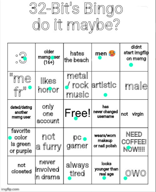 32's Bingo | image tagged in 32's bingo | made w/ Imgflip meme maker