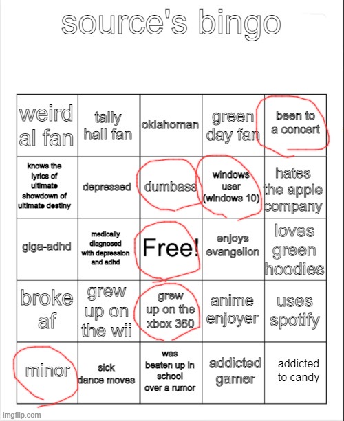 source's bingo | image tagged in source's bingo | made w/ Imgflip meme maker