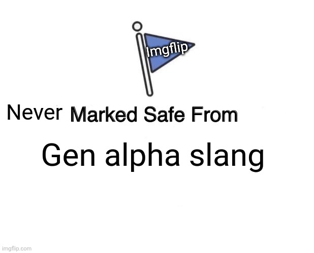 Marked Safe From | Imgflip; Never; Gen alpha slang | image tagged in memes,marked safe from | made w/ Imgflip meme maker