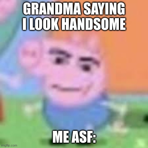 GRANDMA SAYING I LOOK HANDSOME; ME ASF: | image tagged in peppa pig | made w/ Imgflip meme maker