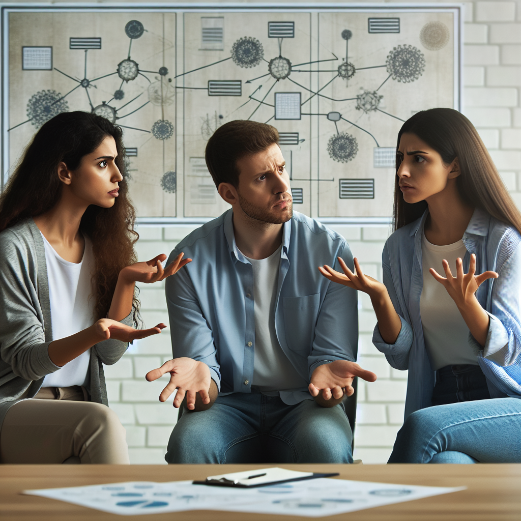 two women explaining something to a confused man Blank Meme Template