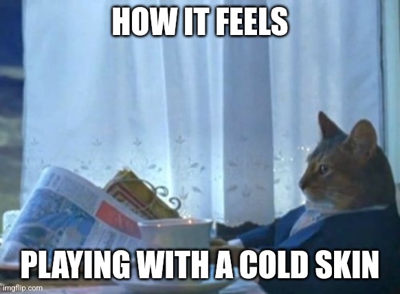 I Should Buy A Boat Cat | HOW IT FEELS; PLAYING WITH A COLD SKIN | image tagged in memes,i should buy a boat cat | made w/ Imgflip meme maker