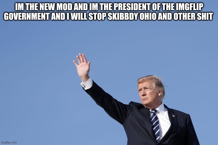 IM THE NEW MOD AND IM THE PRESIDENT OF THE IMGFLIP GOVERNMENT AND I WILL STOP SKIBBDY OHIO AND OTHER SHIT | made w/ Imgflip meme maker